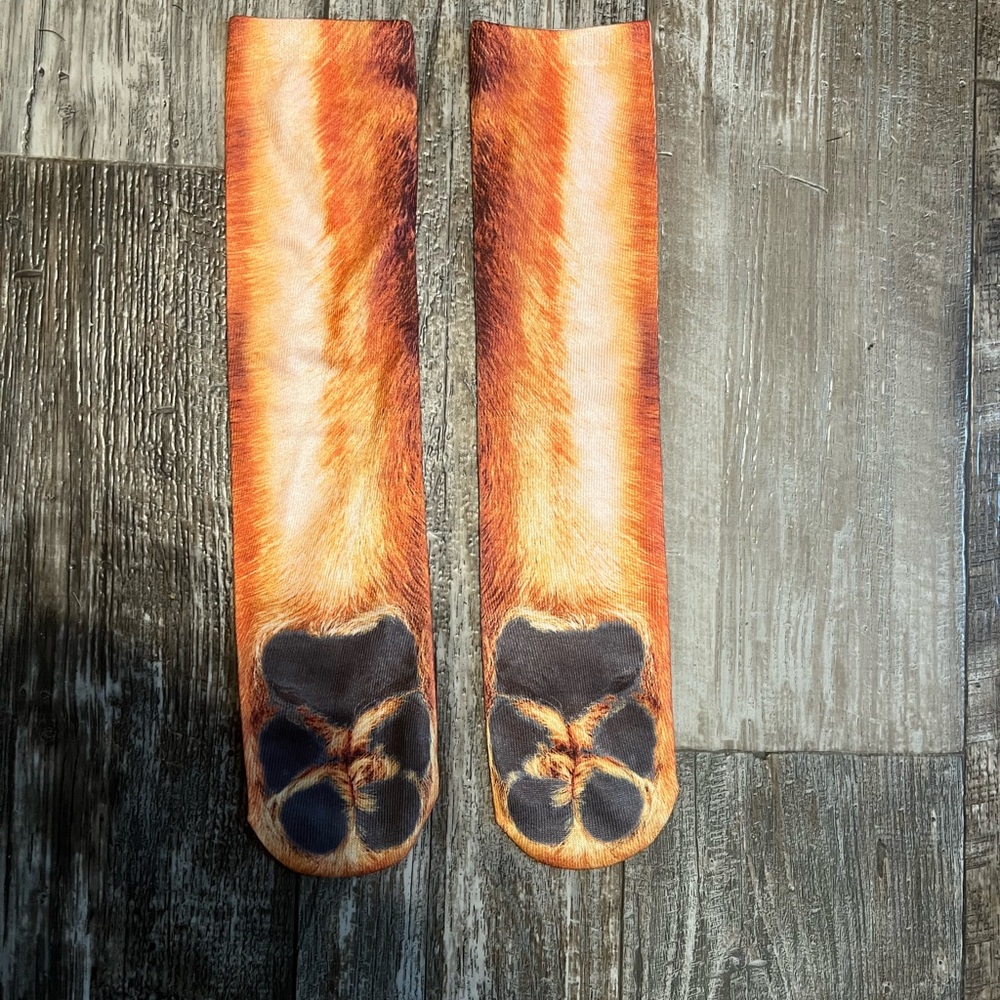 Unk Kids Animal Paw Socks - Orange and Black